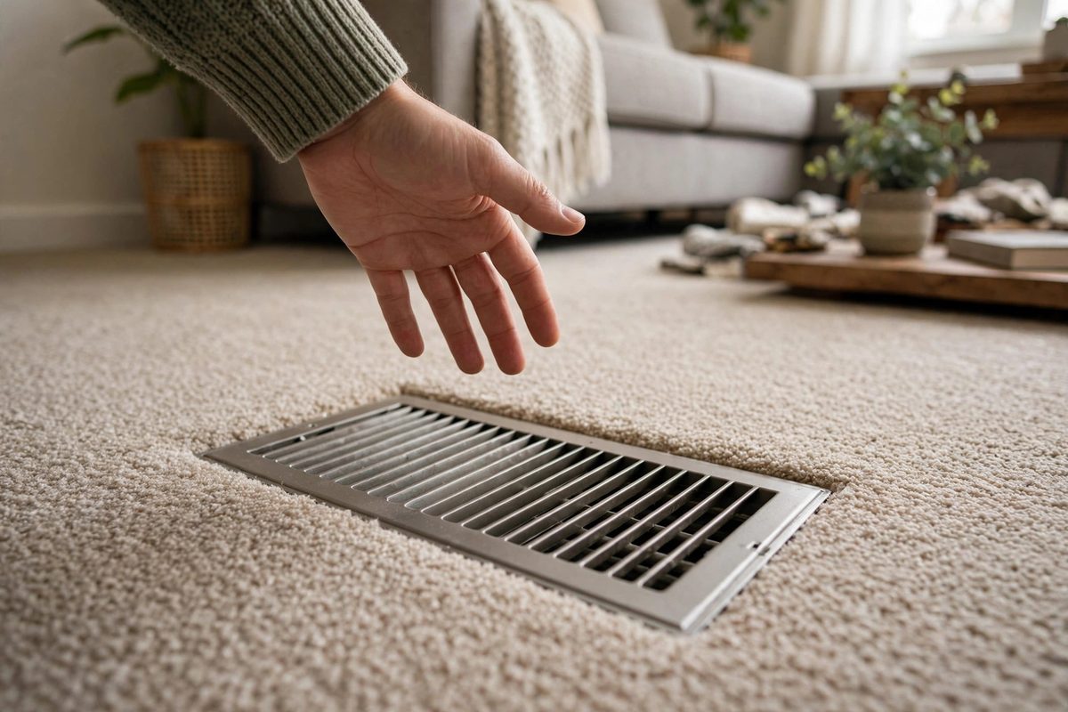 Cold air blowing from a floor vent